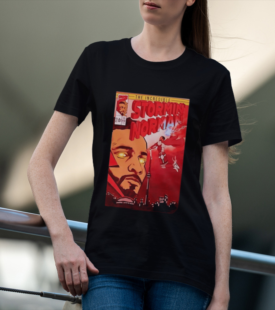 The Incredible Stormin Norman Comic Book Flying Superhero Cityscape 25 Cent Issue 24 T-Shirt