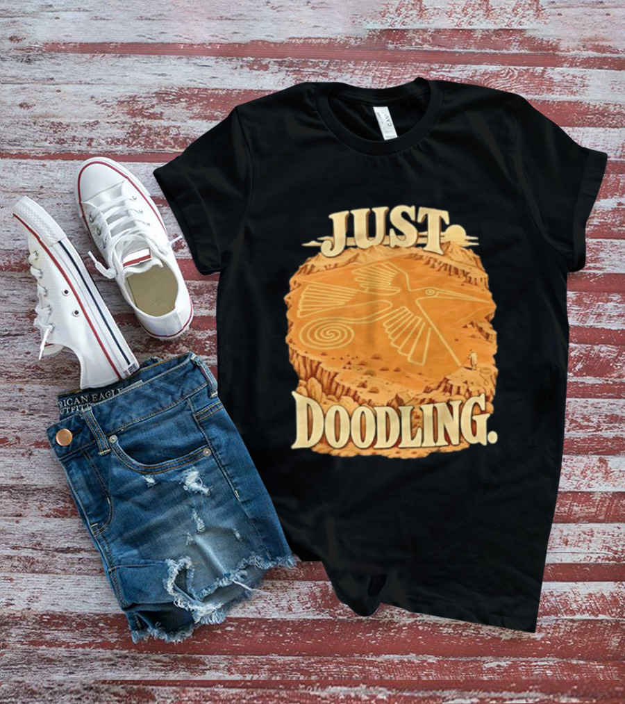 Just Doodling Nazca Lines Hummingbird Desert Landscape T-Shirt