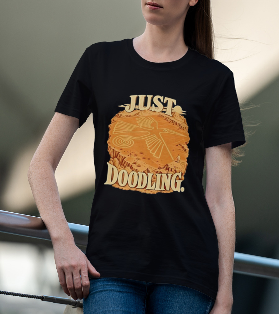 Just Doodling Nazca Lines Hummingbird Desert Landscape T-Shirt