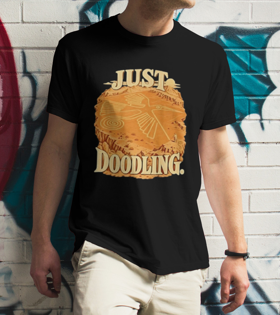 Just Doodling Nazca Lines Hummingbird Desert Landscape T-Shirt