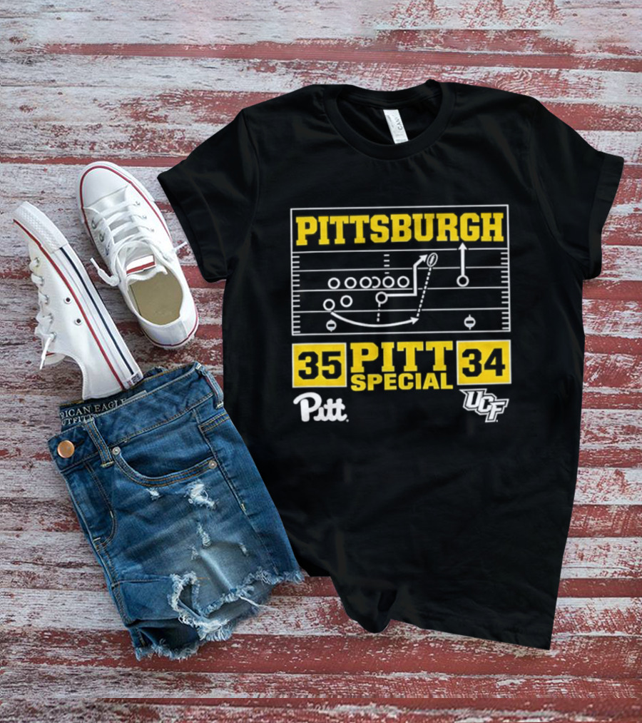 Pittsburgh Pitt Special 35 34 Victory Football Play Diagram Vs UCF T-Shirt