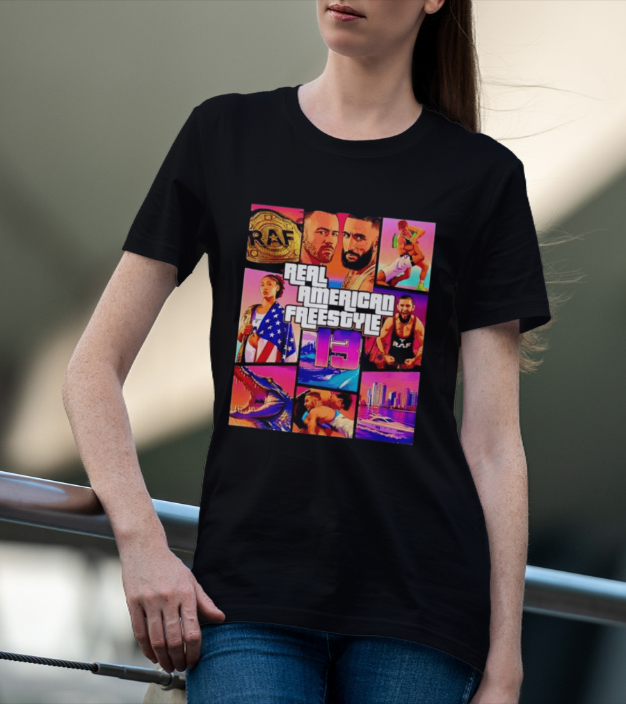 Real American Freestyle 13 Wrestling RAF Alligator Miami Scene T-Shirt