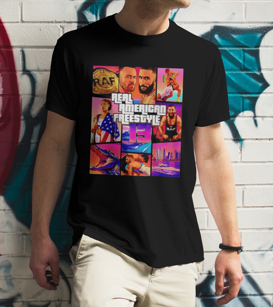 Real American Freestyle 13 Wrestling RAF Alligator Miami Scene T-Shirt