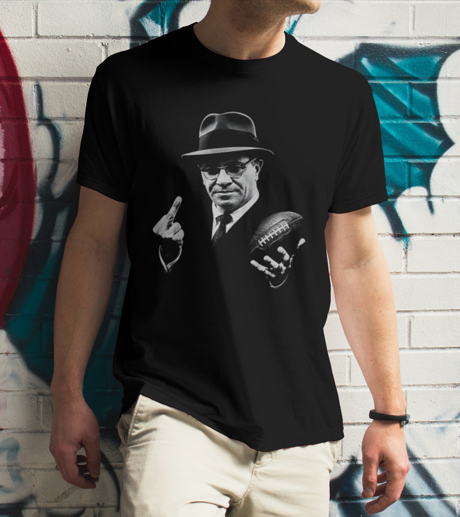 Vince Lombardi Football Gesture Iconic Middle Finger T-Shirt