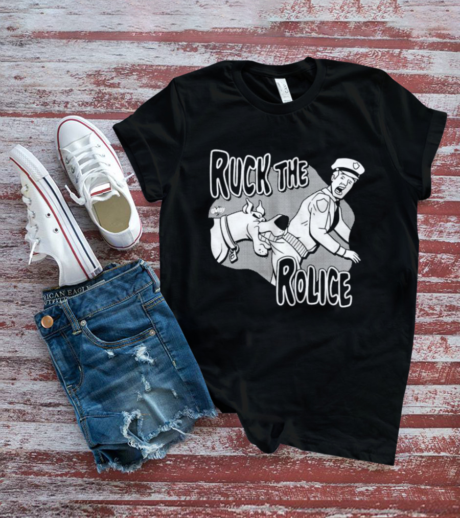 Ruck The Rolice Cartoon Dog Satire Pop Culture Police Officer And Dog T-Shirt