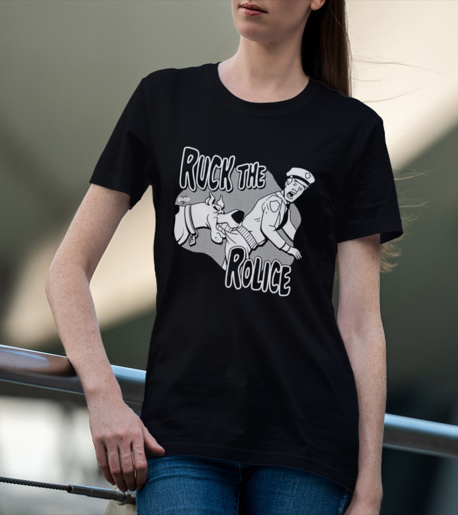 Ruck The Rolice Cartoon Dog Satire Pop Culture Police Officer And Dog T-Shirt
