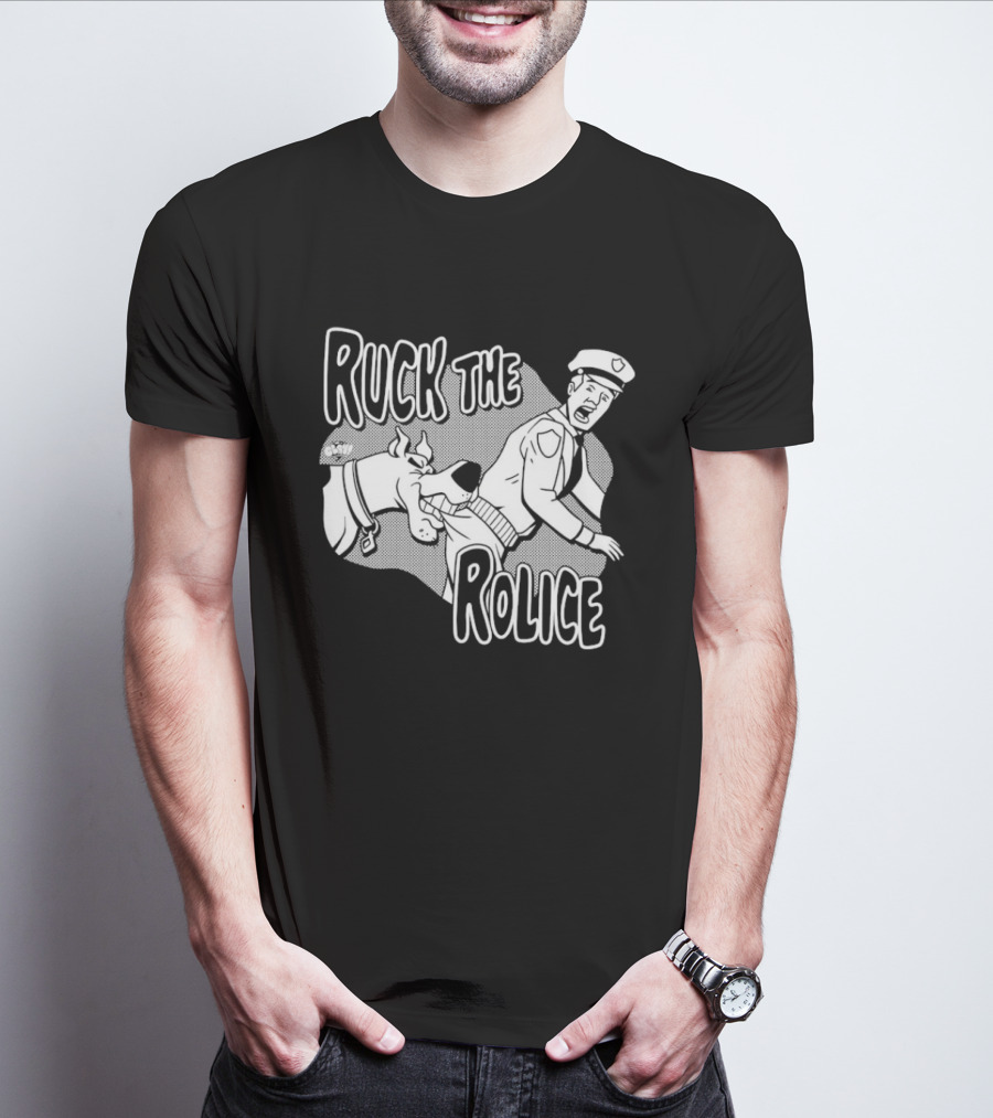 Ruck The Rolice Cartoon Dog Satire Pop Culture Police Officer And Dog T-Shirt