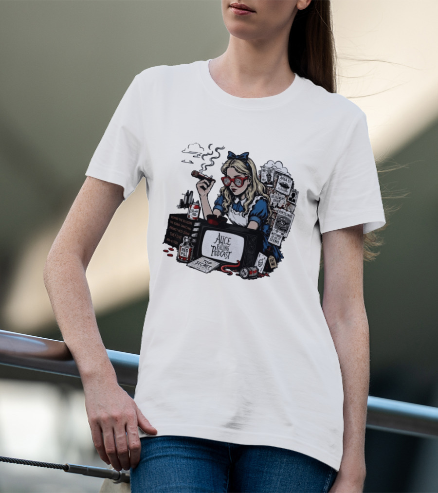Alice Falling Podcast Conspiracy Theory Red Pill Top Secret Area 51 Reptilians Seeing Is Believing T-Shirt