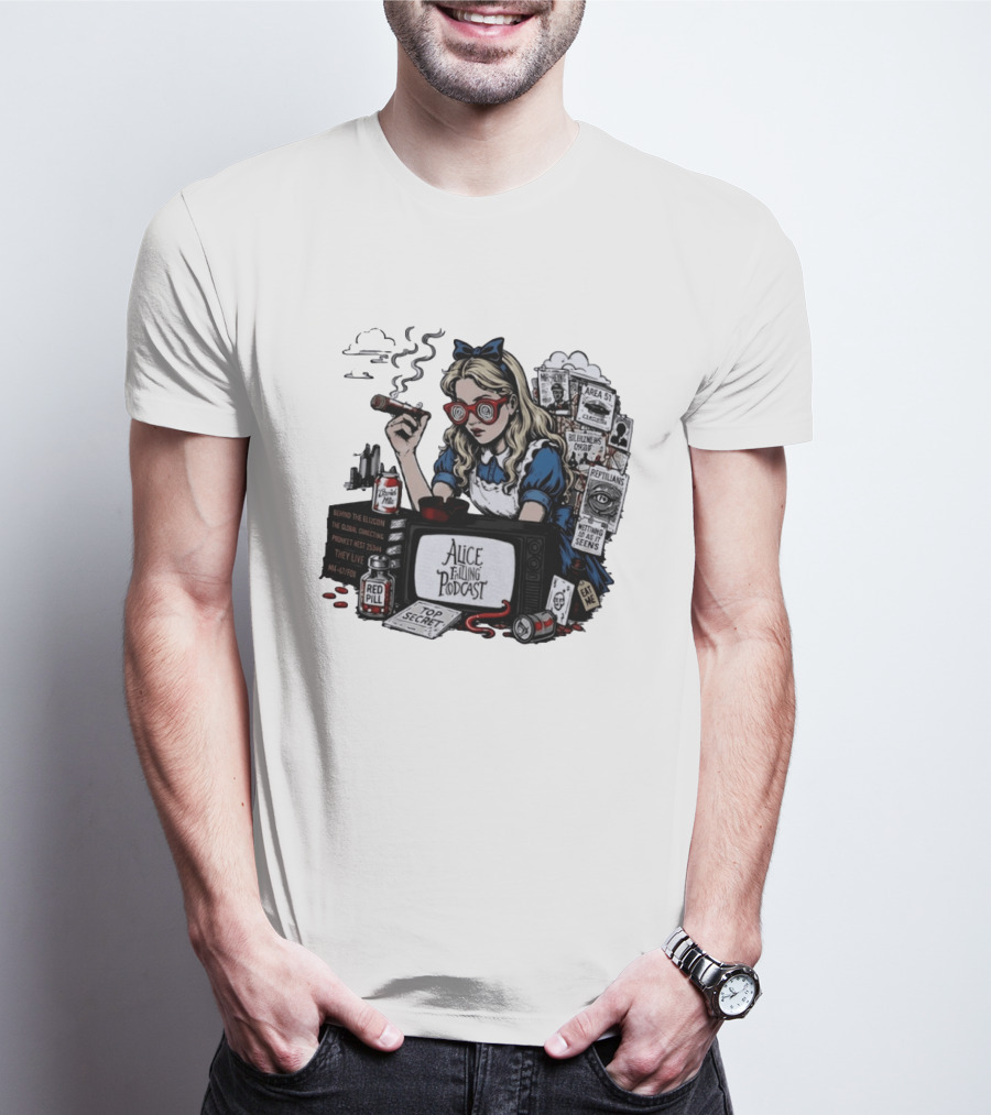 Alice Falling Podcast Conspiracy Theory Red Pill Top Secret Area 51 Reptilians Seeing Is Believing T-Shirt