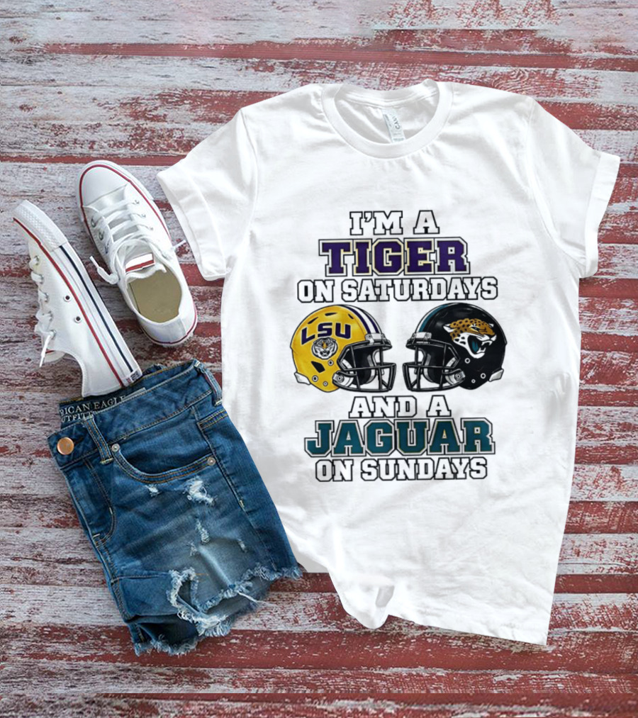 LSU Tigers Saturday Spirit Jacksonville Jaguars Sunday Fandom T-Shirt