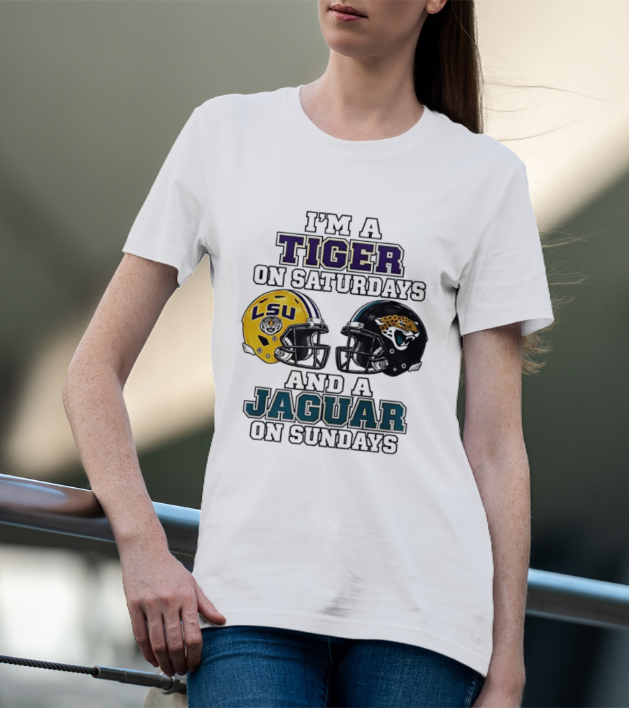 LSU Tigers Saturday Spirit Jacksonville Jaguars Sunday Fandom T-Shirt