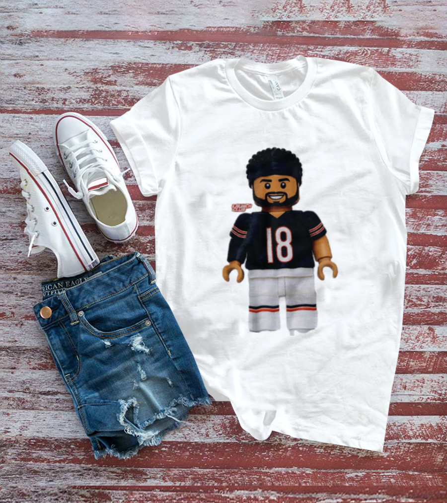 Chicago Bears Quarterback Caleb Williams 18 Lego Minifigure T-Shirt