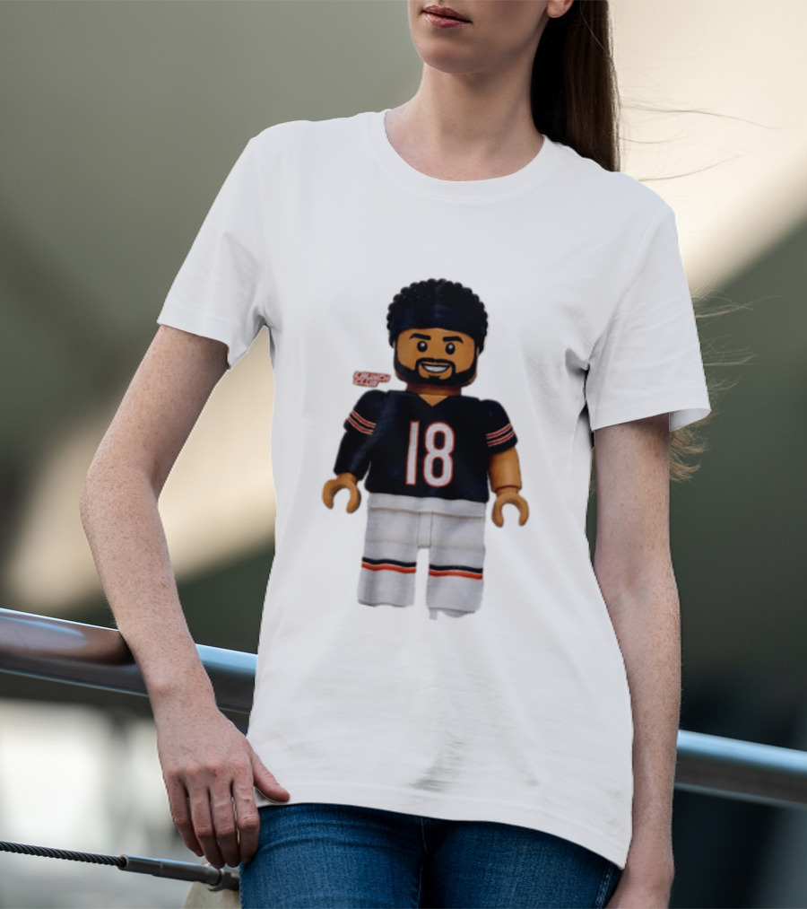 Chicago Bears Quarterback Caleb Williams 18 Lego Minifigure T-Shirt