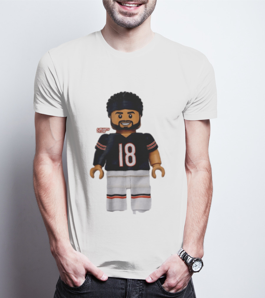 Chicago Bears Quarterback Caleb Williams 18 Lego Minifigure T-Shirt