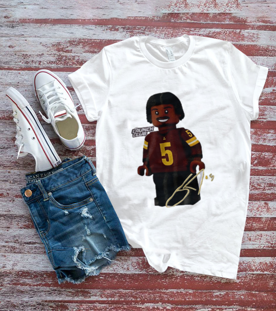 Washington Commanders Quarterback Jayden Daniels Launch Club Number 5 T-Shirt