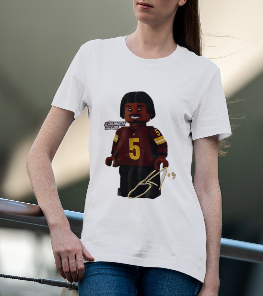 Washington Commanders Quarterback Jayden Daniels Launch Club Number 5 T-Shirt