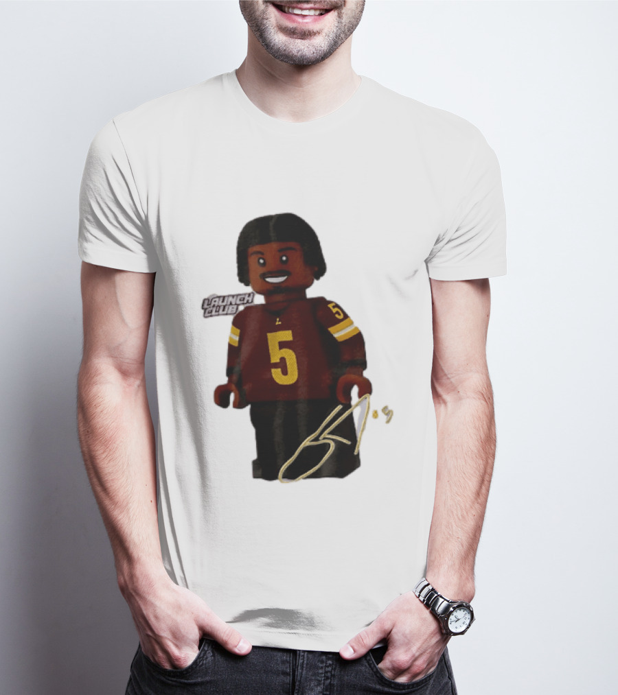 Washington Commanders Quarterback Jayden Daniels Launch Club Number 5 T-Shirt