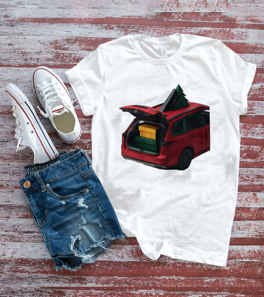Most Likely To Pack The Car Festive Holiday Travel Scene With Christmas Tree And Gifts T-Shirt