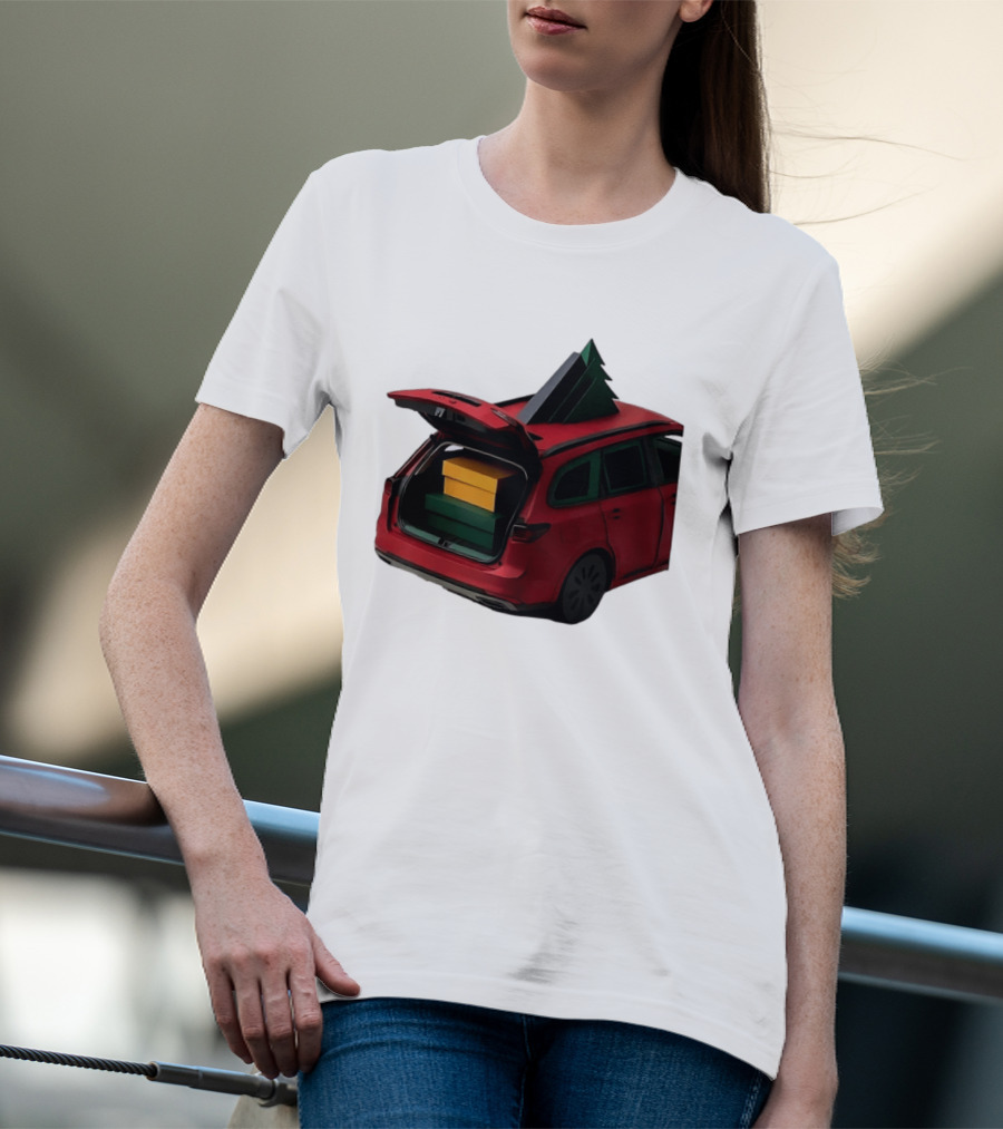 Most Likely To Pack The Car Festive Holiday Travel Scene With Christmas Tree And Gifts T-Shirt