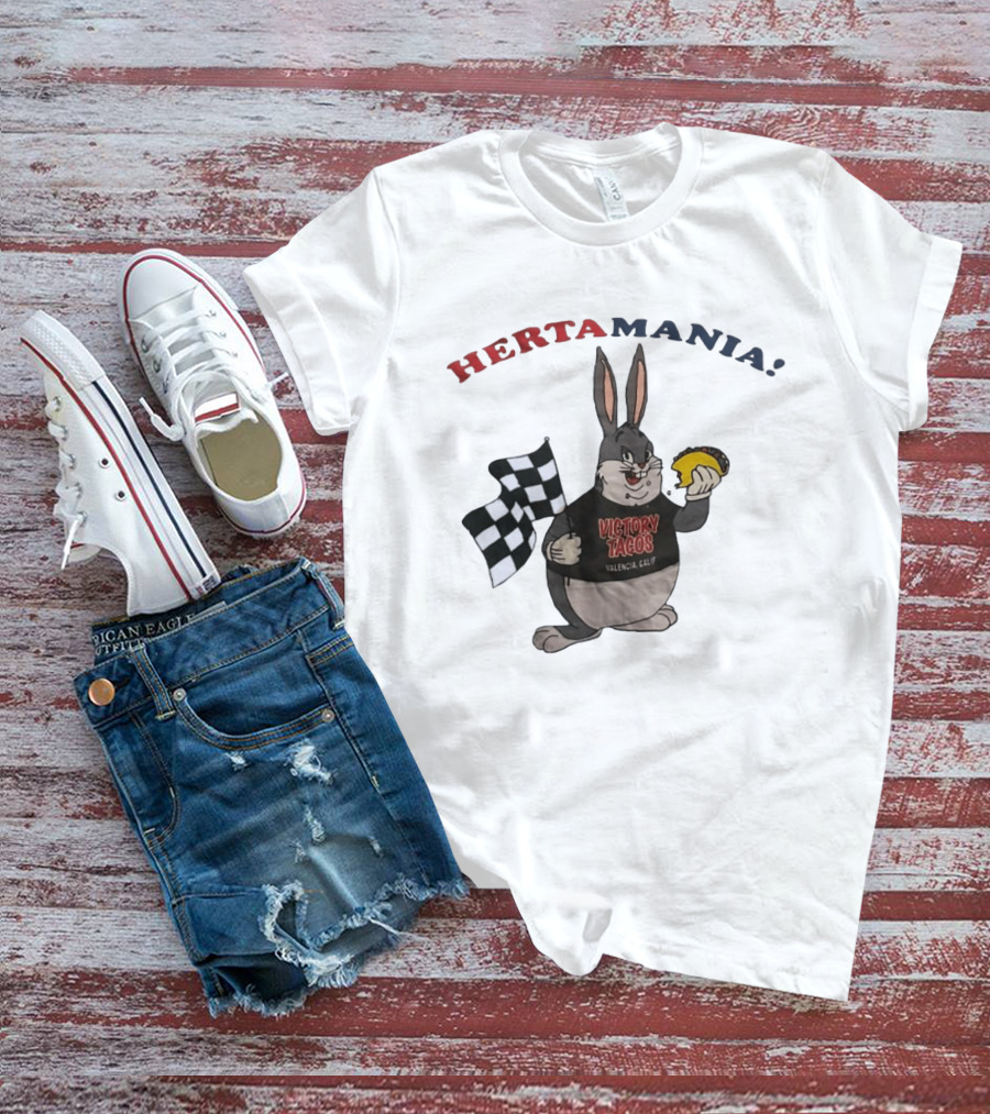 Hertamania Victory Tacos Valencia Calif Big Chungus Checkered Flag T-Shirt