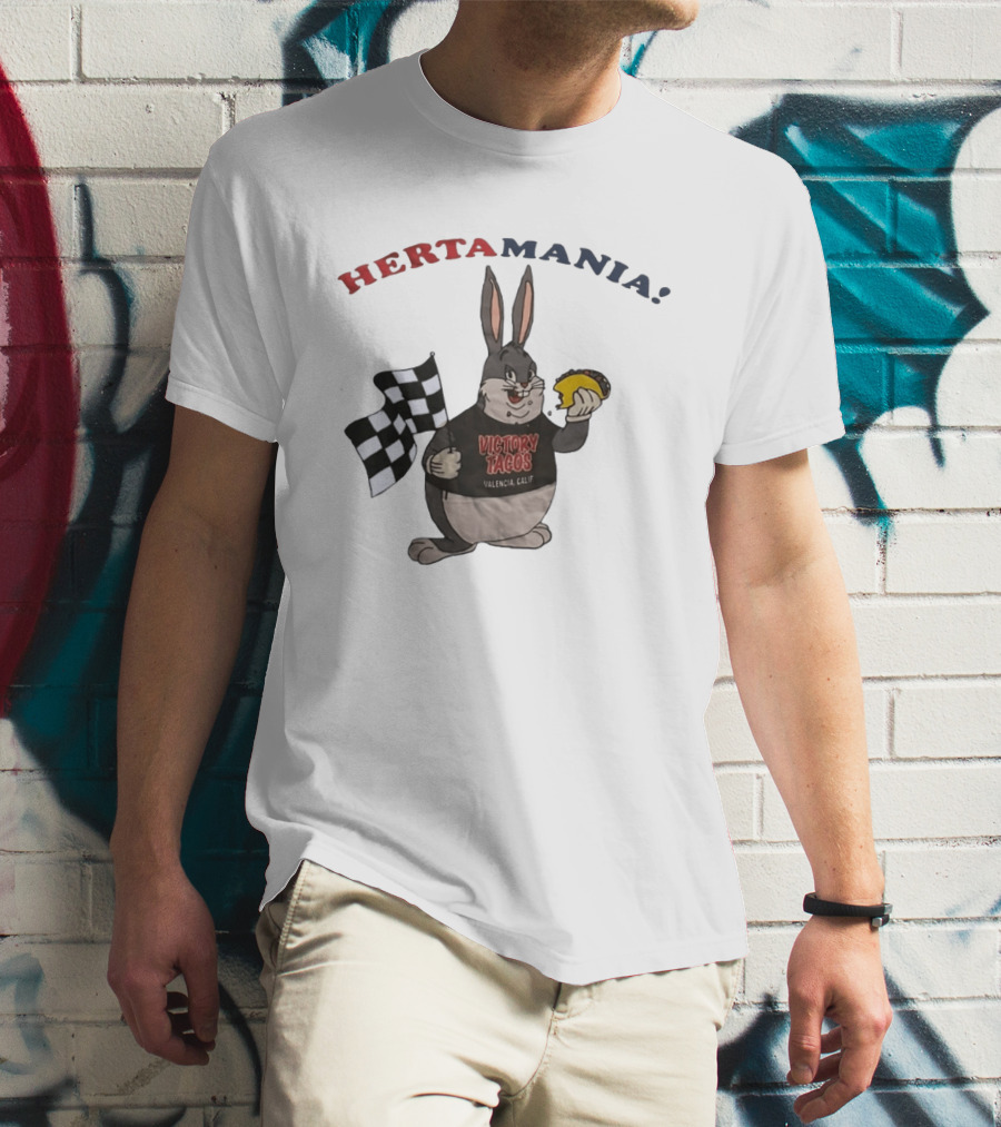 Hertamania Victory Tacos Valencia Calif Big Chungus Checkered Flag T-Shirt