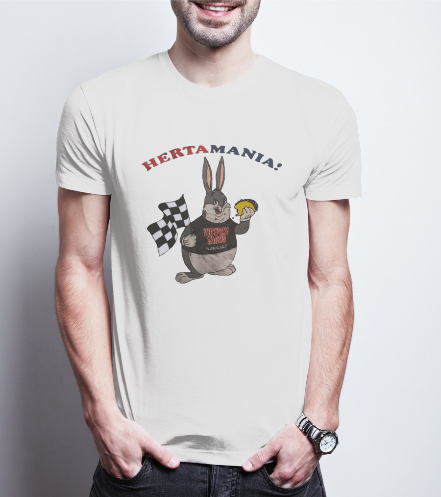 Hertamania Victory Tacos Valencia Calif Big Chungus Checkered Flag T-Shirt