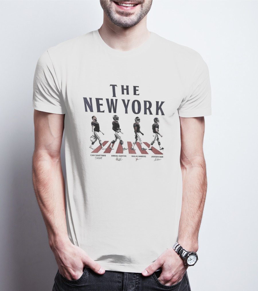 New York Walking Road Football Jaxson Dart Cam Skattebo Abbey Road T-Shirt