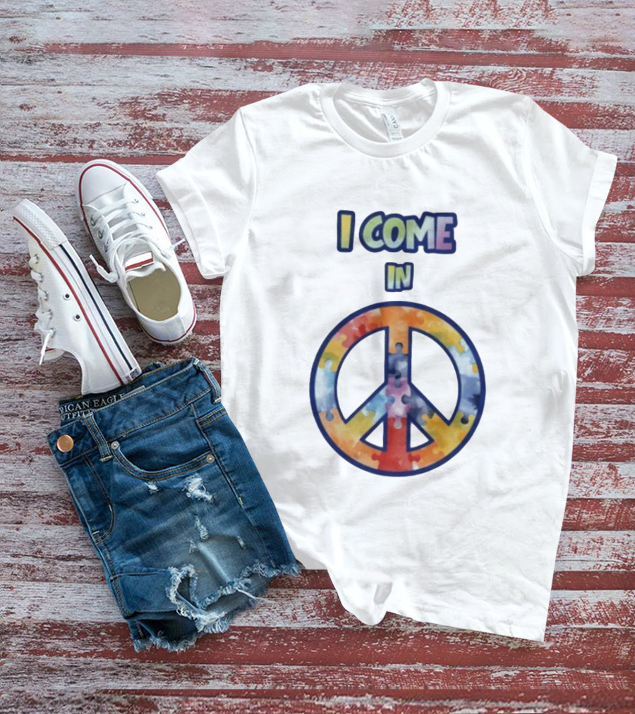 I Come In Peace Puzzle Piece Autism Awareness T-Shirt