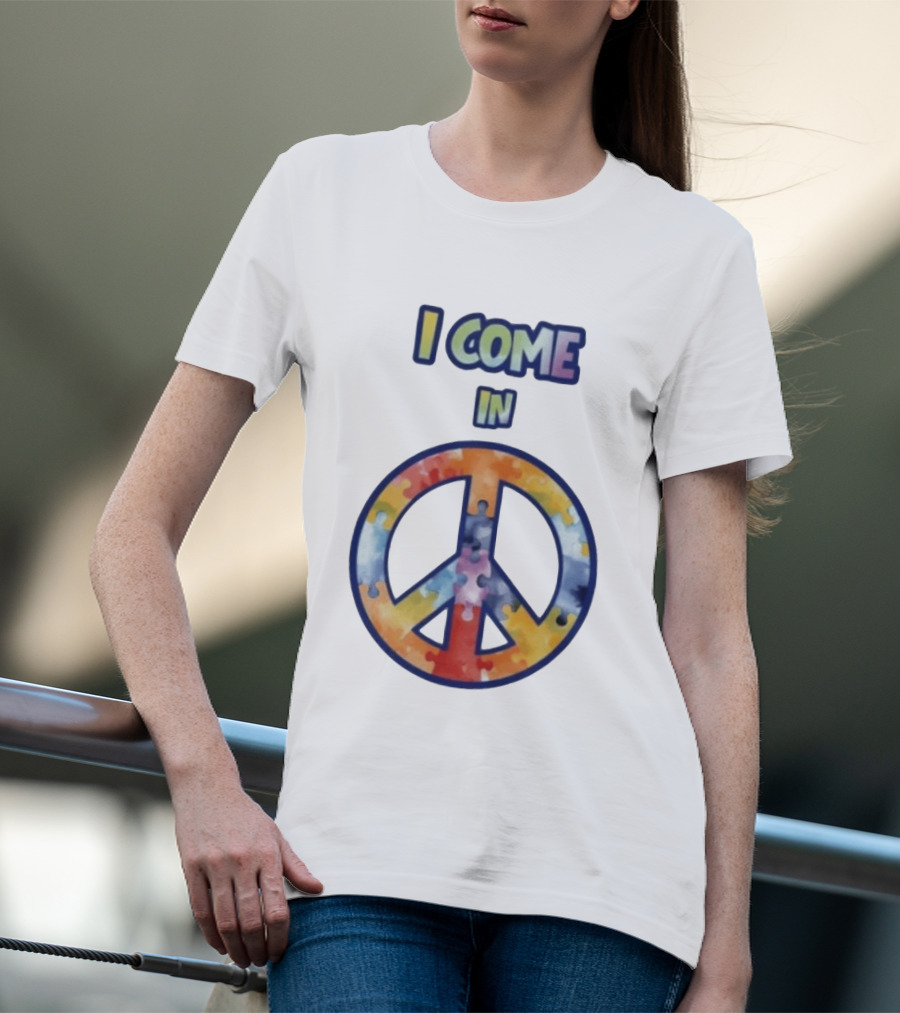 I Come In Peace Puzzle Piece Autism Awareness T-Shirt