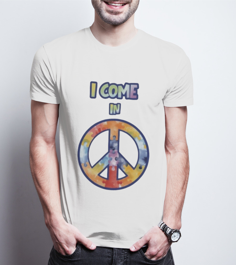 I Come In Peace Puzzle Piece Autism Awareness T-Shirt