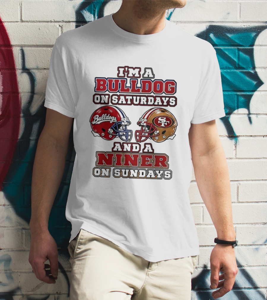 I'm A Bulldog On Saturdays And A Niner On Sundays Football Helmets T-Shirt