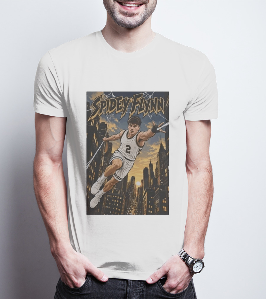 Spidey Flynn Basketball Superhero City Skyline Action T-Shirt