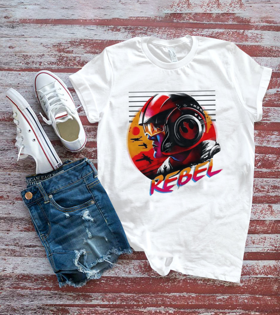 Star Wars Rebel Pilot Helmet Sunset Sci Fi Rebel T-Shirt