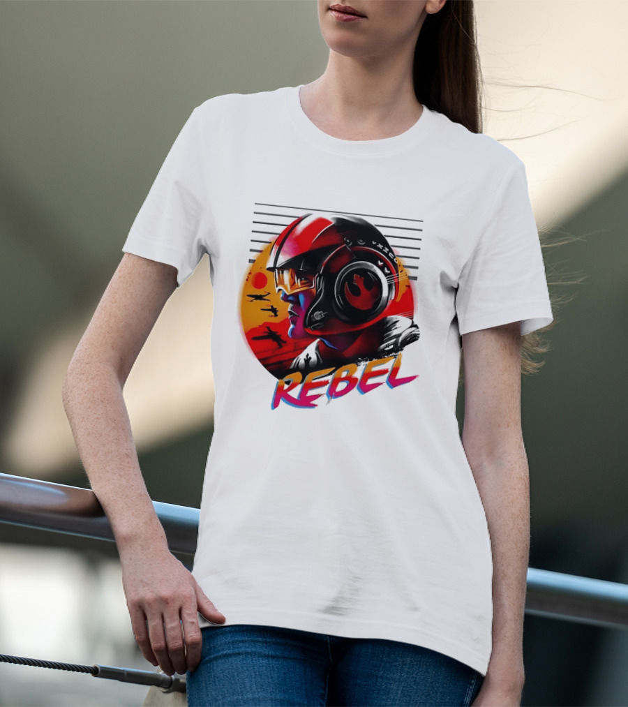 Star Wars Rebel Pilot Helmet Sunset Sci Fi Rebel T-Shirt