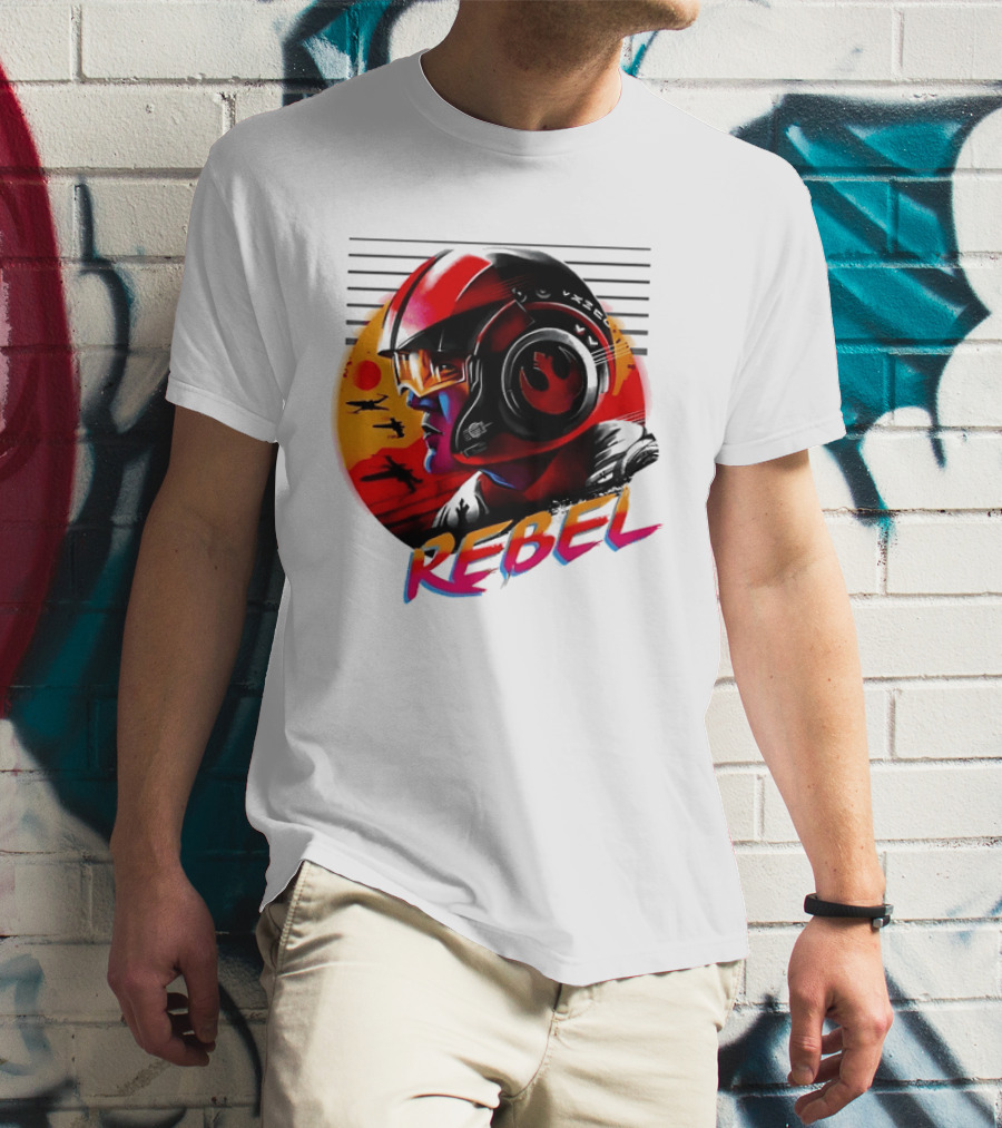 Star Wars Rebel Pilot Helmet Sunset Sci Fi Rebel T-Shirt