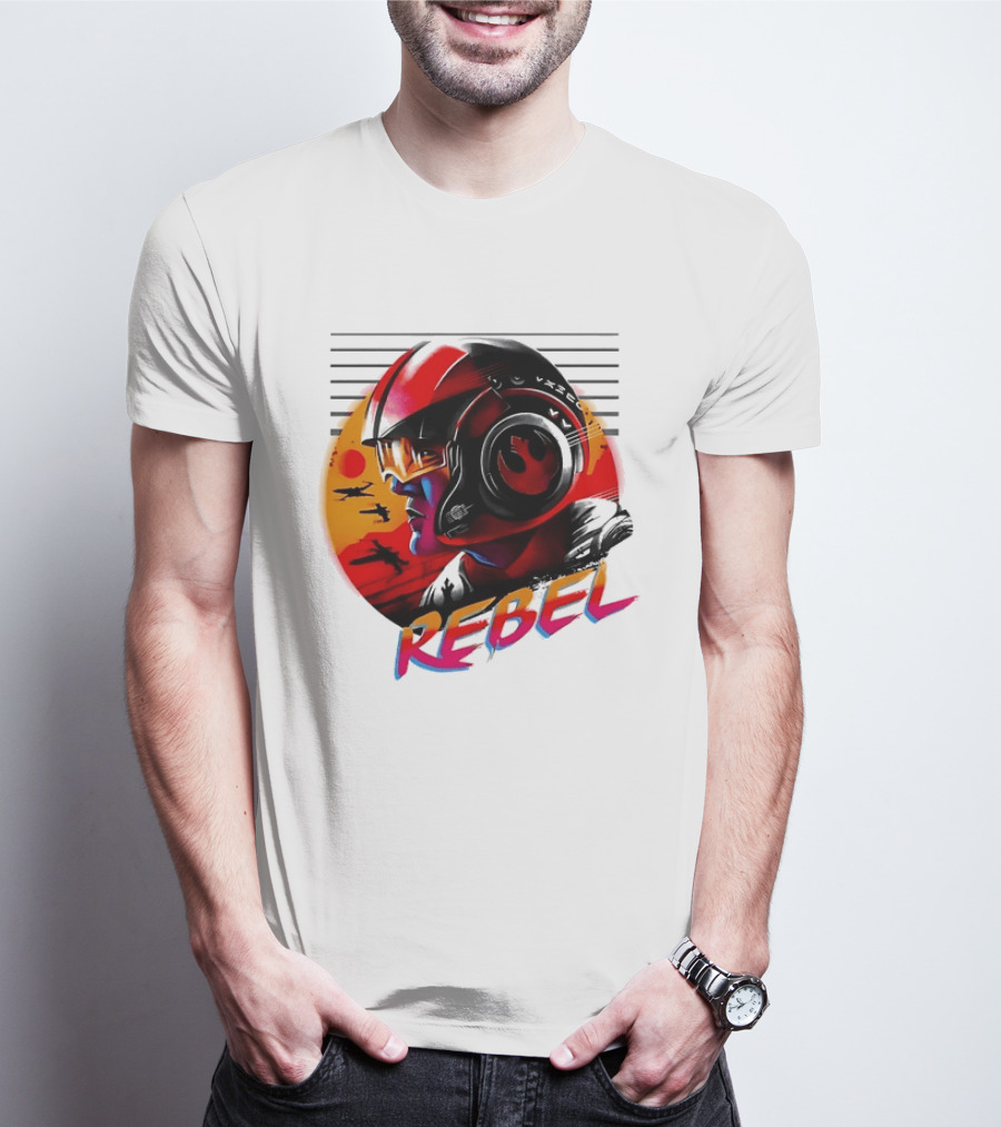 Star Wars Rebel Pilot Helmet Sunset Sci Fi Rebel T-Shirt