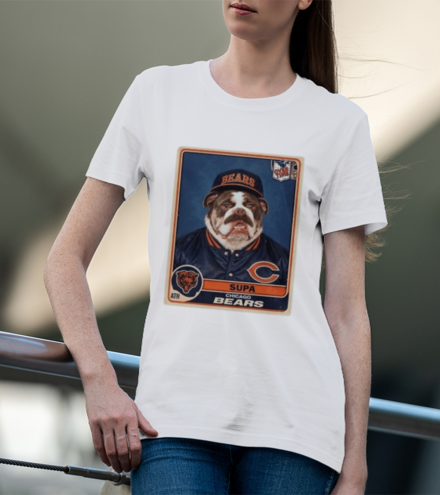 Supa Chicago Bears Football Trading Card Bulldog ATH T-Shirt