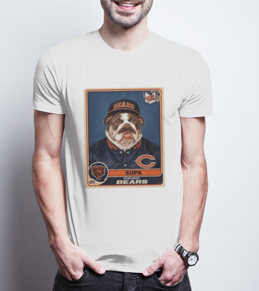 Supa Chicago Bears Football Trading Card Bulldog ATH T-Shirt