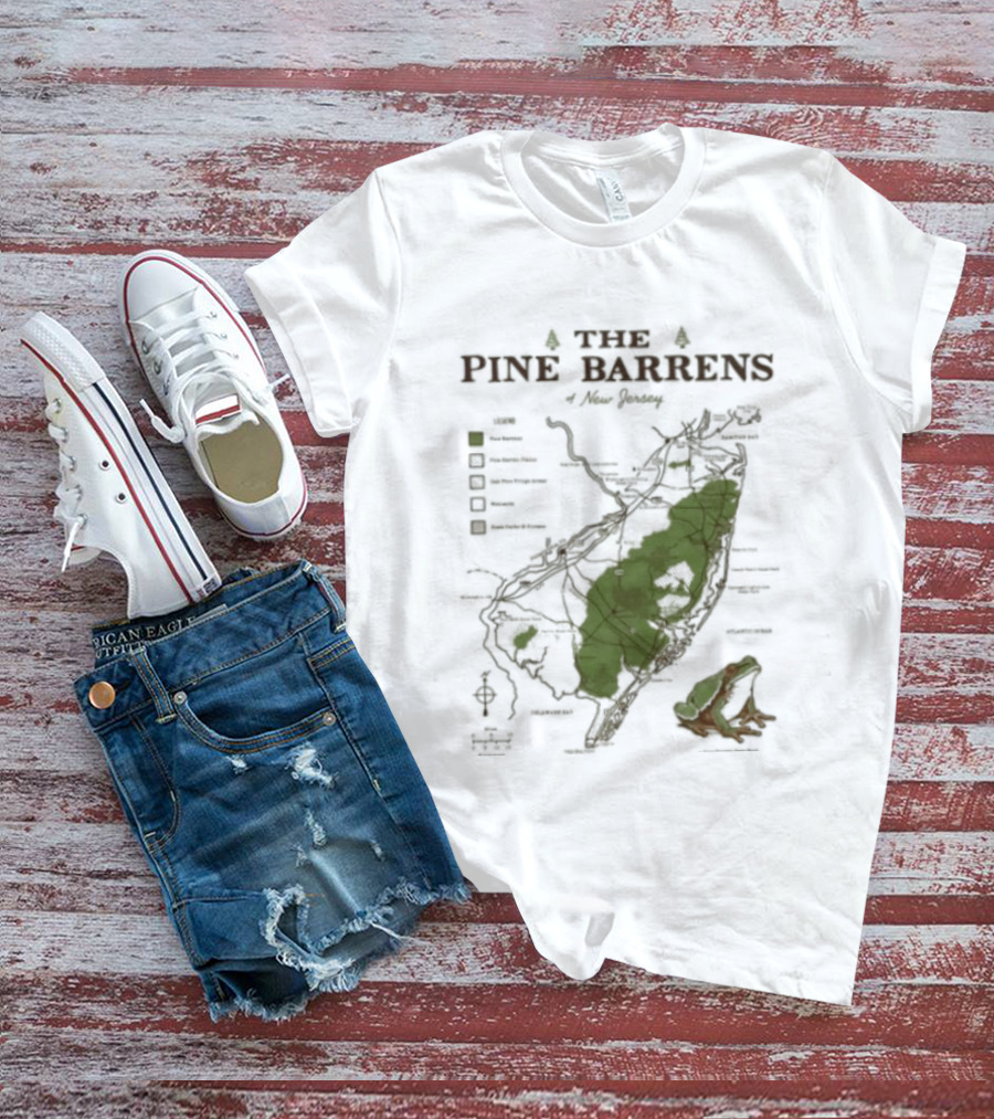 The Pine Barrens Of New Jersey Map Adventure Landmarks Forest Areas T-Shirt