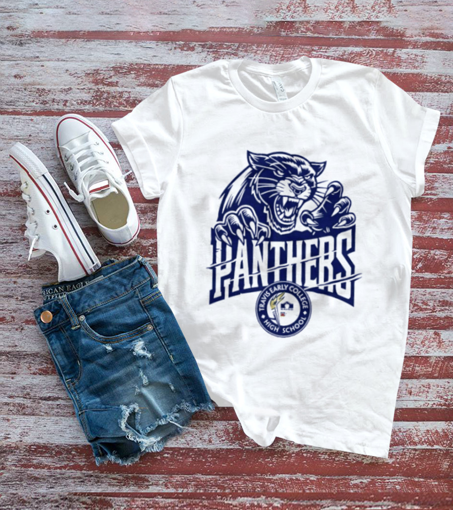 Travis Early College High School Panthers Roaring Panther Paw Claw T-Shirt