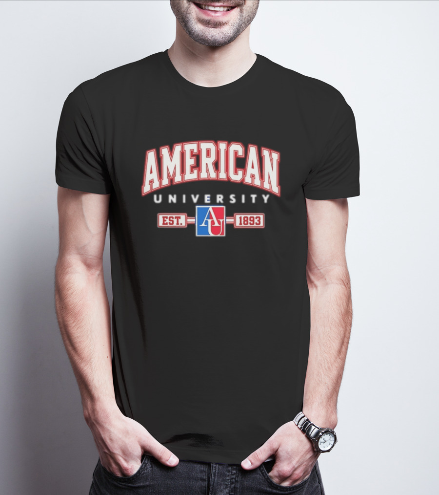 American University AU Est 1893 Logo Red White T-Shirt
