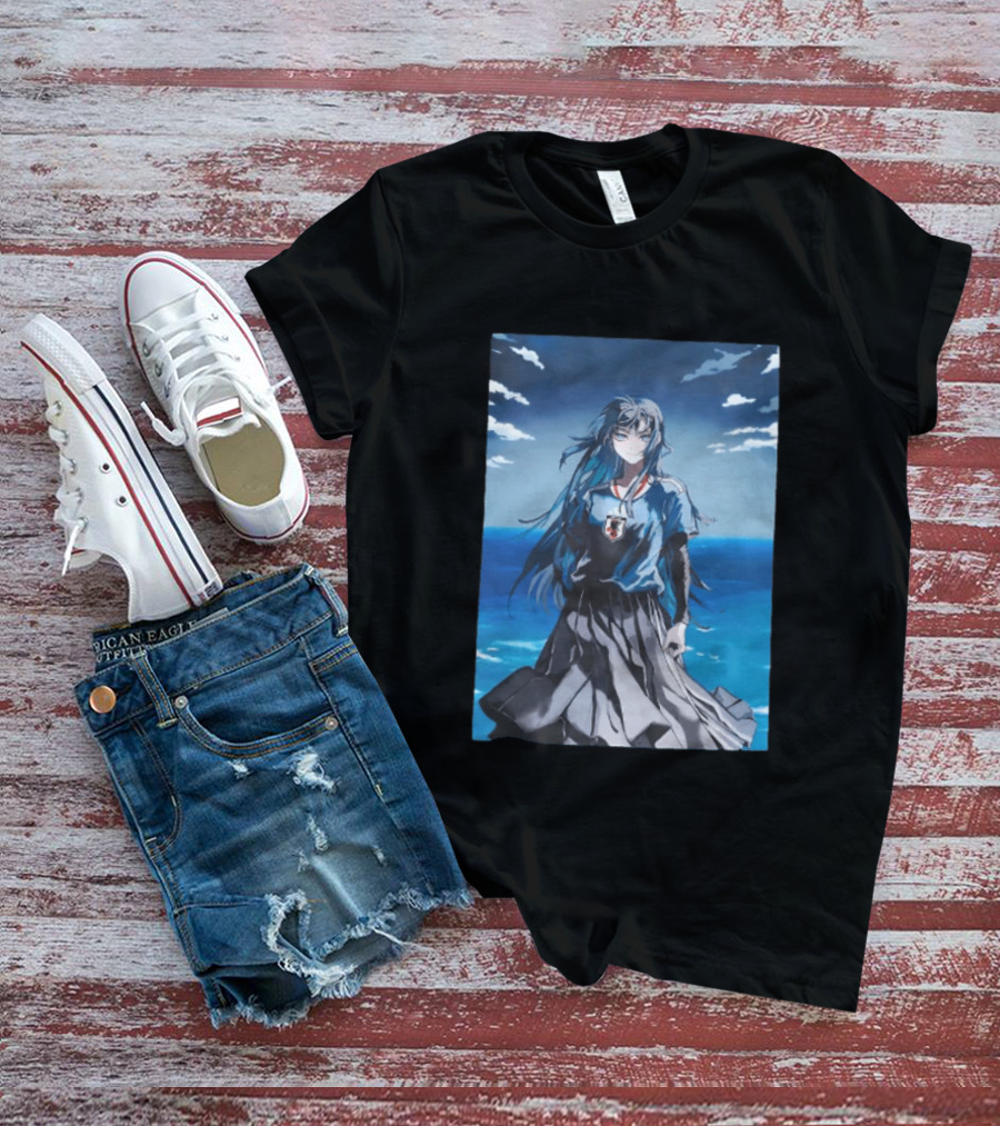 Anime Girl Japan National Football Team JFA Samurai Ocean Scene T-Shirt