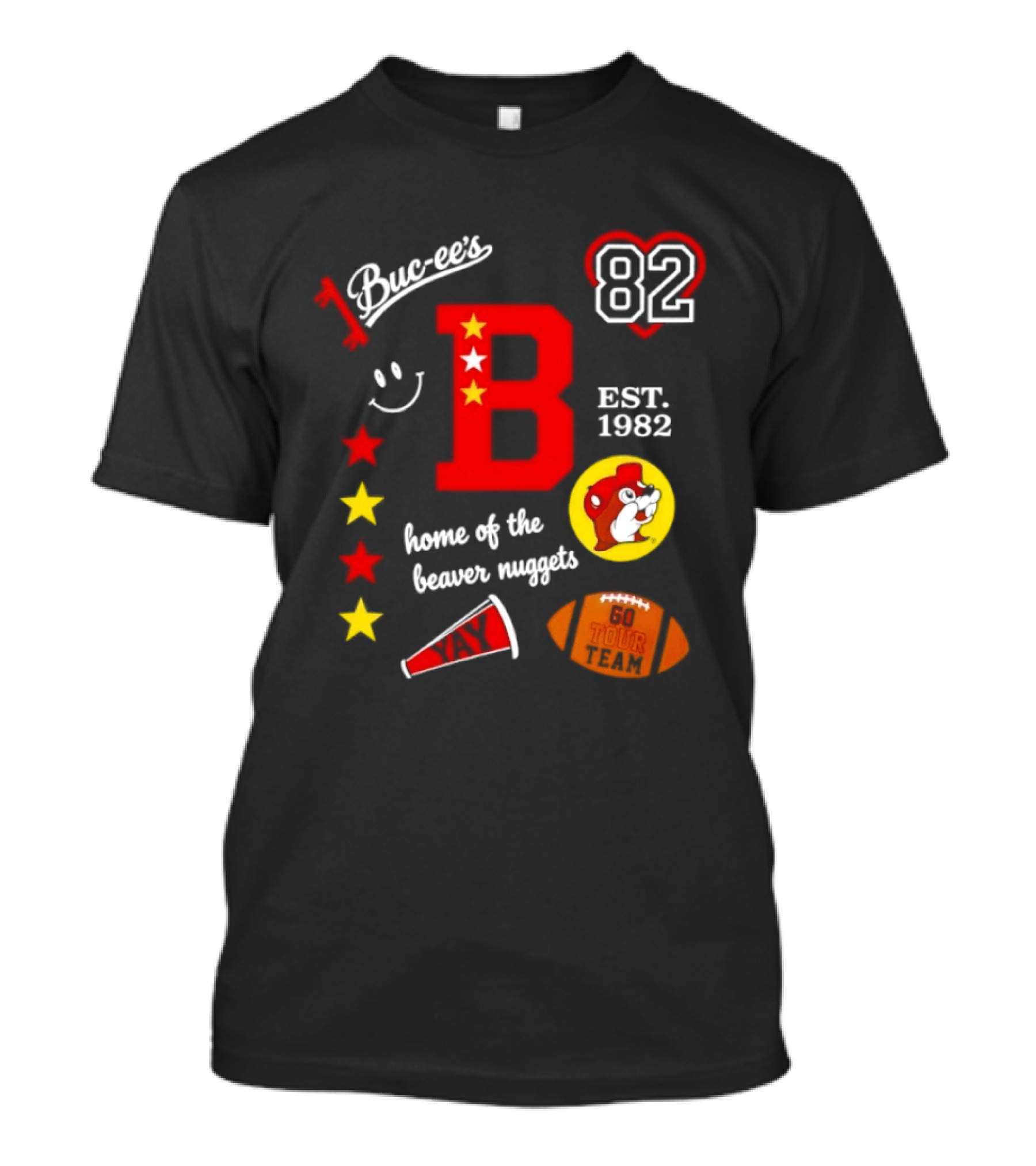 Buc Ee's 82 Est 1982 Home Of The Beaver Nuggets Football Tour T-Shirt