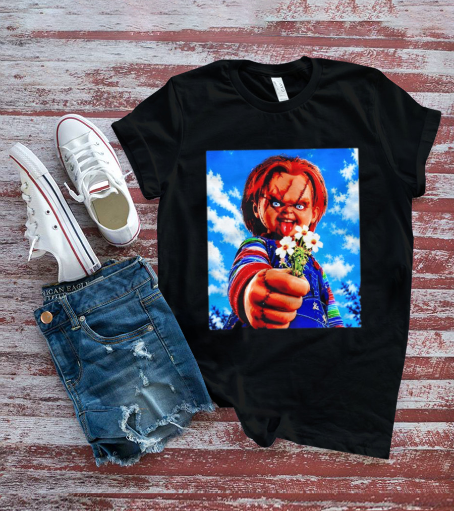 Chucky Child's Play Horror Movie Flowers Gesture T-Shirt