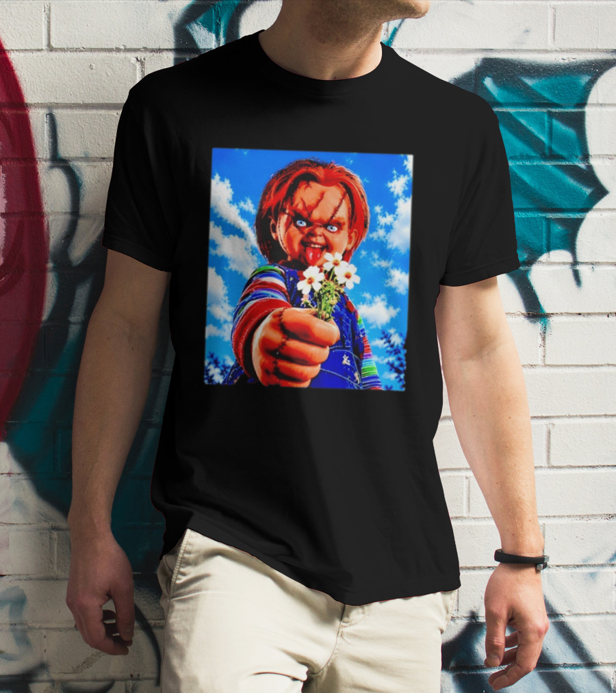 Chucky Child's Play Horror Movie Flowers Gesture T-Shirt