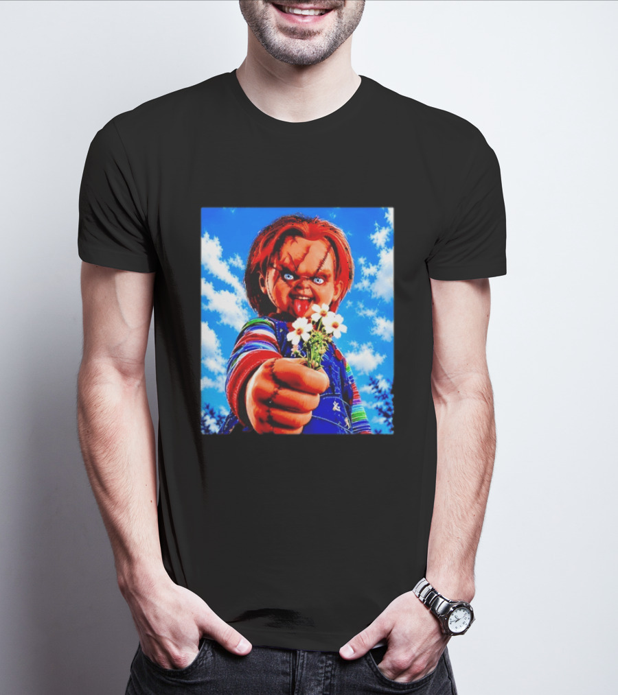 Chucky Child's Play Horror Movie Flowers Gesture T-Shirt