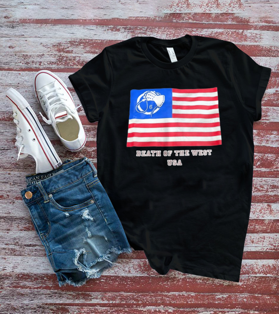 Death Of The West USA Flag Hockey Mask And Crossbones 6 T-Shirt