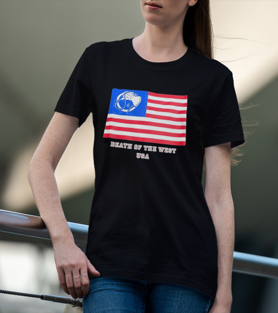 Death Of The West USA Flag Hockey Mask And Crossbones 6 T-Shirt