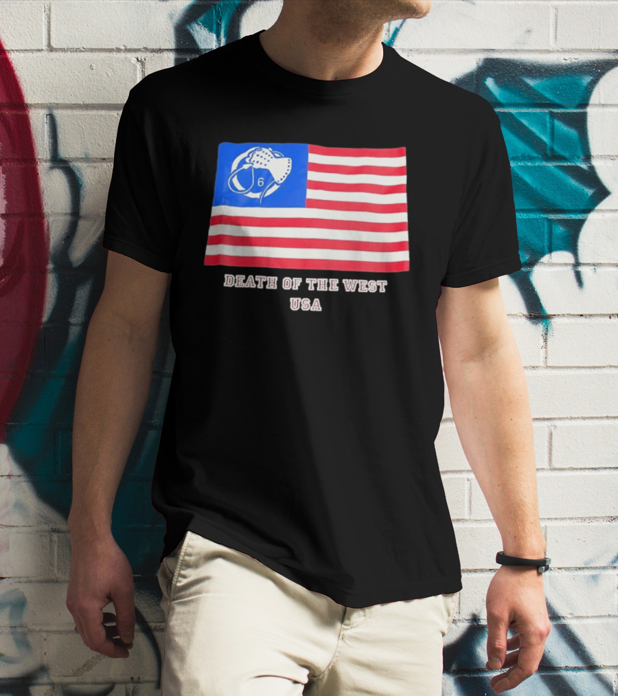 Death Of The West USA Flag Hockey Mask And Crossbones 6 T-Shirt