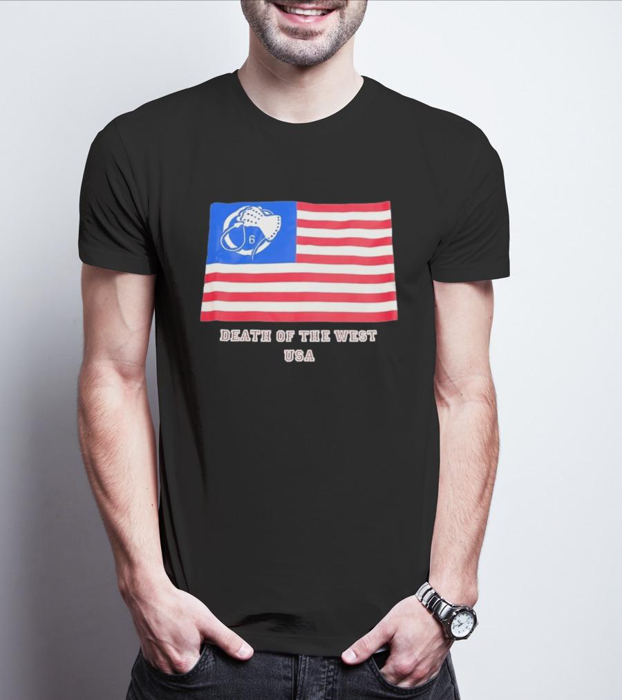 Death Of The West USA Flag Hockey Mask And Crossbones 6 T-Shirt